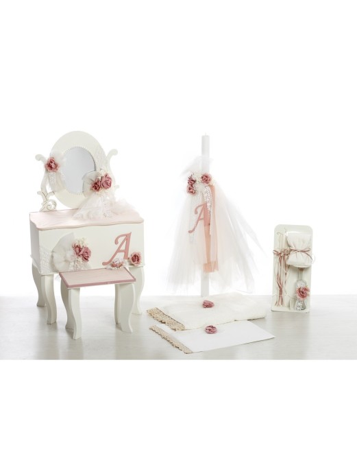 Βαπτιστικό Πακέτο Για Κορίτσι Με Θέμα Μπουντουάρ "Signature Rose" με Μονόγραμμα 2608