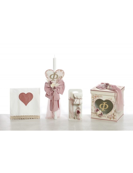 Βαπτιστικό Πακέτο Για Κορίτσι Με Θέμα Λουλούδια με μονόγραμμα ΣΚΒ 2439