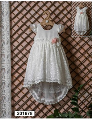 Βαπτιστικό φόρεμα από την Bebe en Rose λευκό δαντέλα 201678