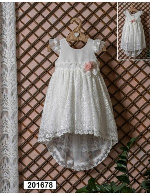 Βαπτιστικό φόρεμα από την Bebe en Rose λευκό δαντέλα 201678