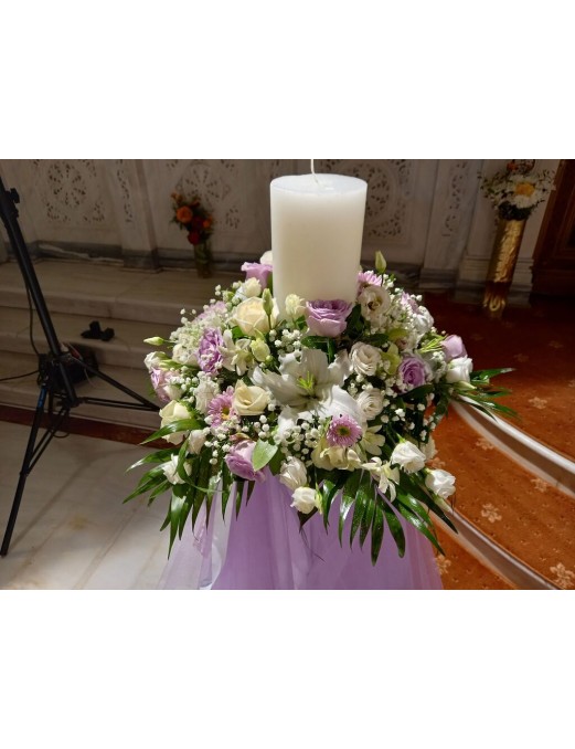 Λαμπάδα γάμου με λουλούδι