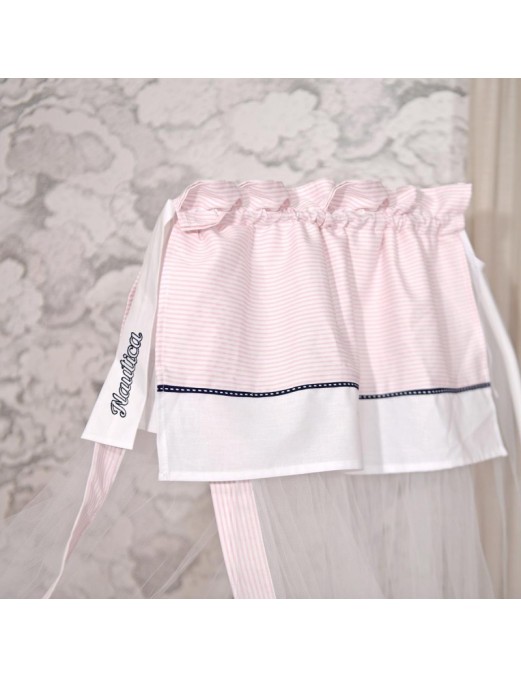 Nautica Σετ προίκας 4 τεμ Ροζ Ριγέ πικέ Ιταλίας ,Πάπλωμα,παπλωματοθήκη,πάντα,κουνουπιέρα 49-9705-902