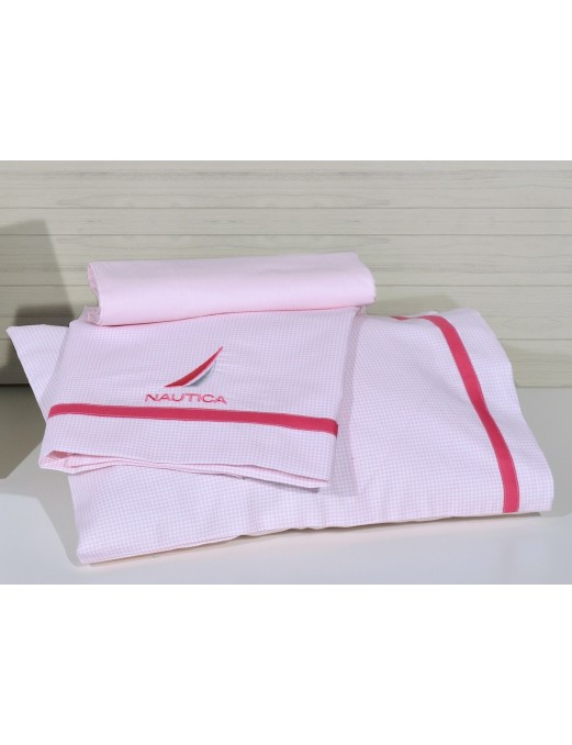 Νautica Σετ προίκας 4 τεμ Ροζ  Καρρώ Πάπλωμα,παπλωμ/κη,πάντα,κουνουπιέρα Βαμβακερό ύφασμα Ιταλίας 49-9705-922