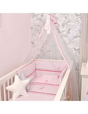 Νautica Σετ προίκας 4 τεμ Ροζ  Καρρώ Πάπλωμα,παπλωμ/κη,πάντα,κουνουπιέρα Βαμβακερό ύφασμα Ιταλίας 49-9705-922