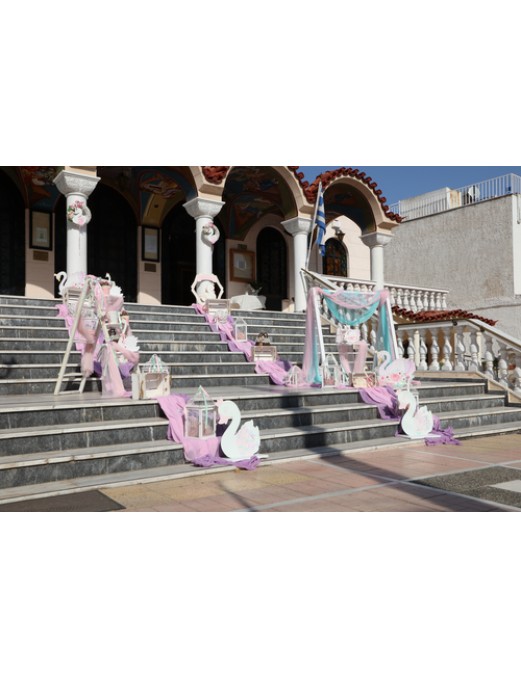 ΣΤΟΛΙΣΜΟΣ ΒΑΠΤΙΣΗΣ ΓΙΑ ΚΟΡΙΤΣΙ ΜΕ ΘΕΜΑ ΡΟΖ ΚΥΚΝΟΣ