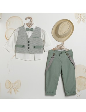 Βαπτιστικό Ρούχο Για Αγόρι Sage Herringbone 2603