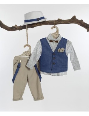 Βαπτιστικό Ρούχο Για Αγόρι Lollipop Βαπτιστικό Κοστούμι με Γιλέκο για Αγόρι 6τμχ K-680