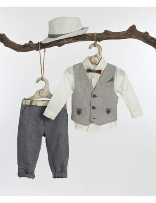Βαπτιστικό Ρούχο Για Αγόρι Lollipop Βαπτιστικό Κοστούμι με Γιλέκο για Αγόρι 6τμχ K-681