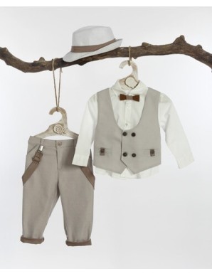 Βαπτιστικό Ρούχο Για Αγόρι Lollipop Βαπτιστικό Κοστούμι με Γιλέκο για Αγόρι 6τμχ K-682