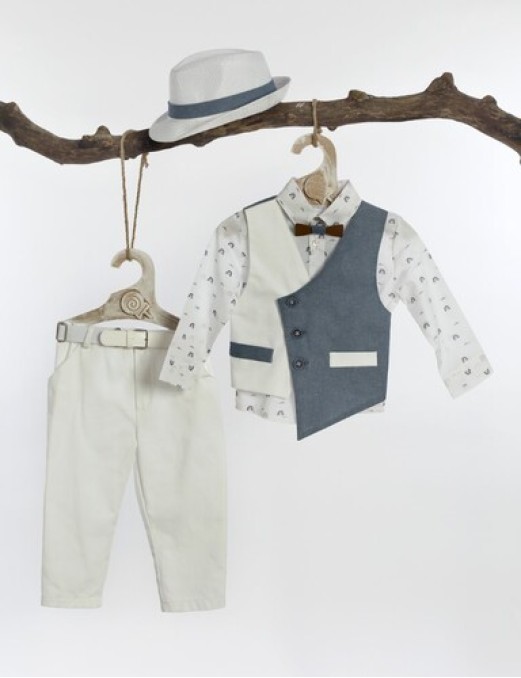 Βαπτιστικό Ρούχο Για Αγόρι Lollipop Βαπτιστικό Κοστούμι Με Γιλέκο Για Αγόρι 6τμχ K-683