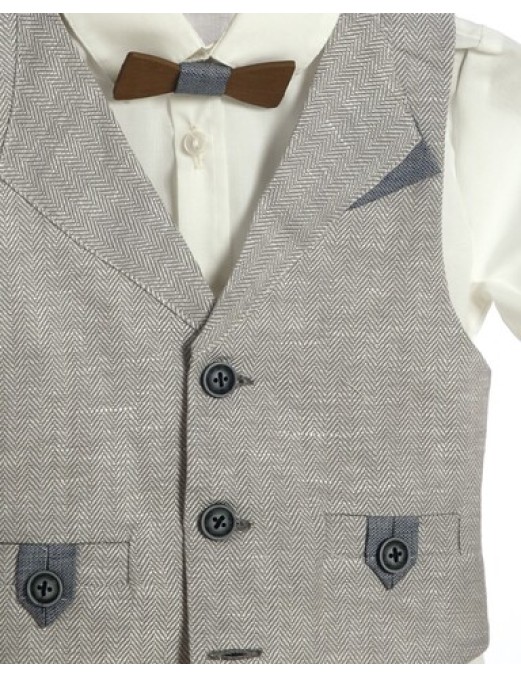 Βαπτιστικό Ρούχο Για Αγόρι Lollipop Βαπτιστικό Κοστούμι με Γιλέκο για Αγόρι 6τμχ K-681