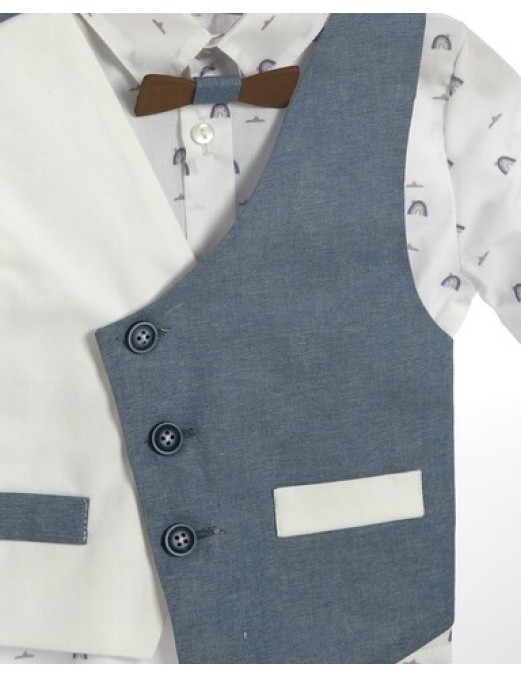 Βαπτιστικό Ρούχο Για Αγόρι Lollipop Βαπτιστικό Κοστούμι Με Γιλέκο Για Αγόρι 6τμχ K-683