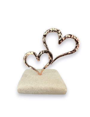 Μπομπονιέρα Γάμου ΡΟΖ ΧΡΥΣΕΣ ΚΑΡΔΙΕΣ ΣΕ ΒΟΤΣΑΛΟ ΒΑ45