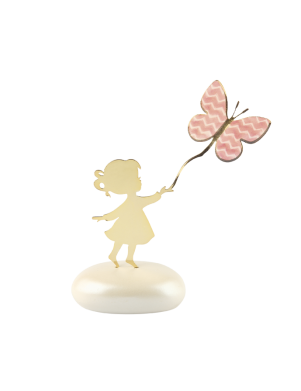 Μπομπονιέρα Βάπτισης Κορίτσι με Πεταλούδα σε Βότσαλο 9157 Μπομπονιέρα Βάπτισης Κορίτσι με Πεταλούδα σε Βότσαλο 9157