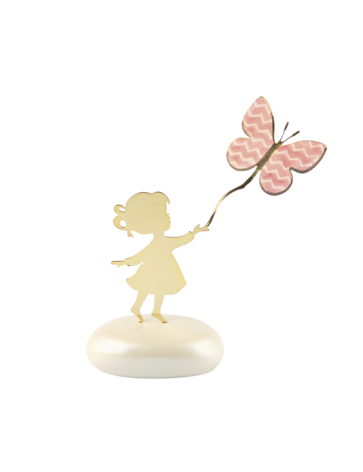 Μπομπονιέρα Βάπτισης Κορίτσι με Πεταλούδα σε Βότσαλο 9157